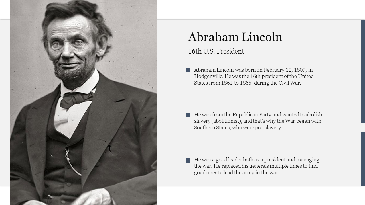 Free - Effective Abraham Lincoln PowerPoint Template Slide 